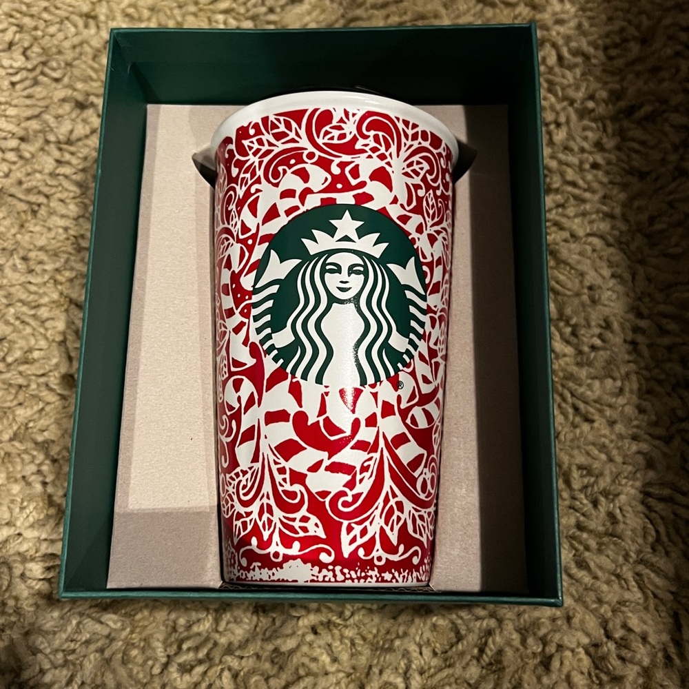 Starbucks Red and White Patterned Tumbler